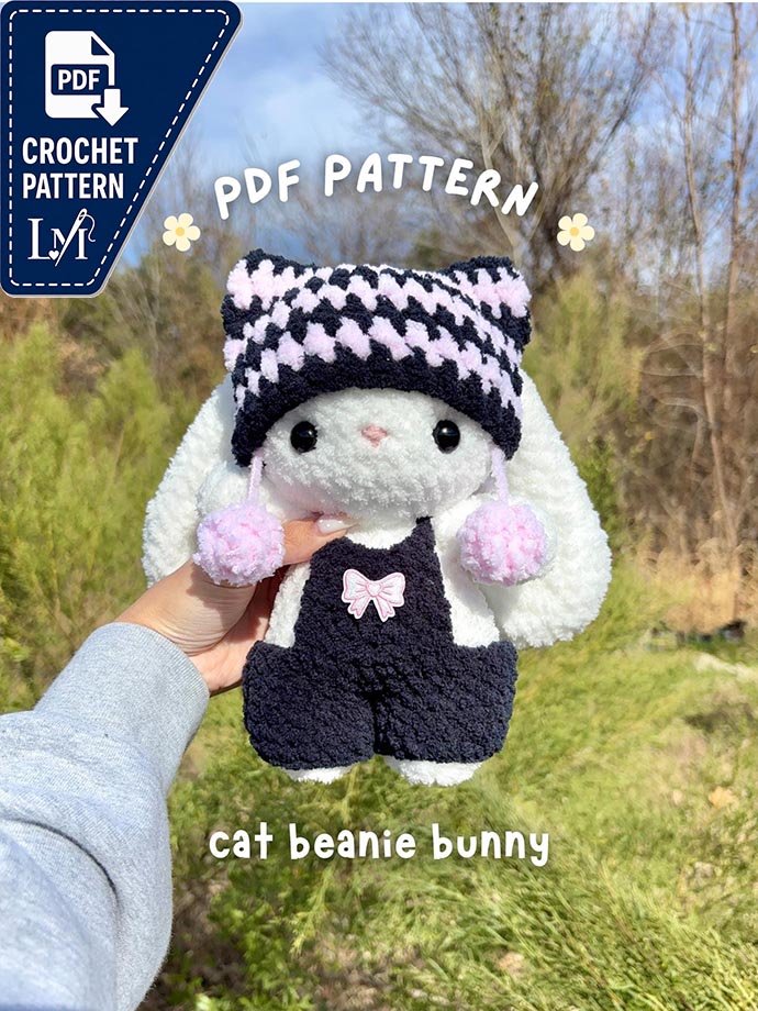 Baby Bunny in Cat Beanie Outfit Crochet Pattern